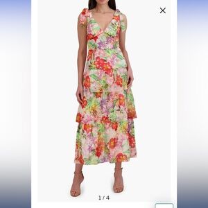 Julia Jordan Multicolor Floral Midi Skirt